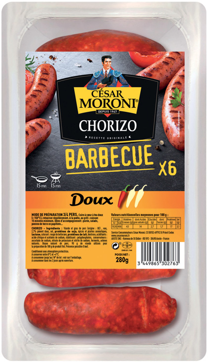  CHORIZO BARBECUE X6 ""CÉSAR MORONI"" code EAN 3449865302763 