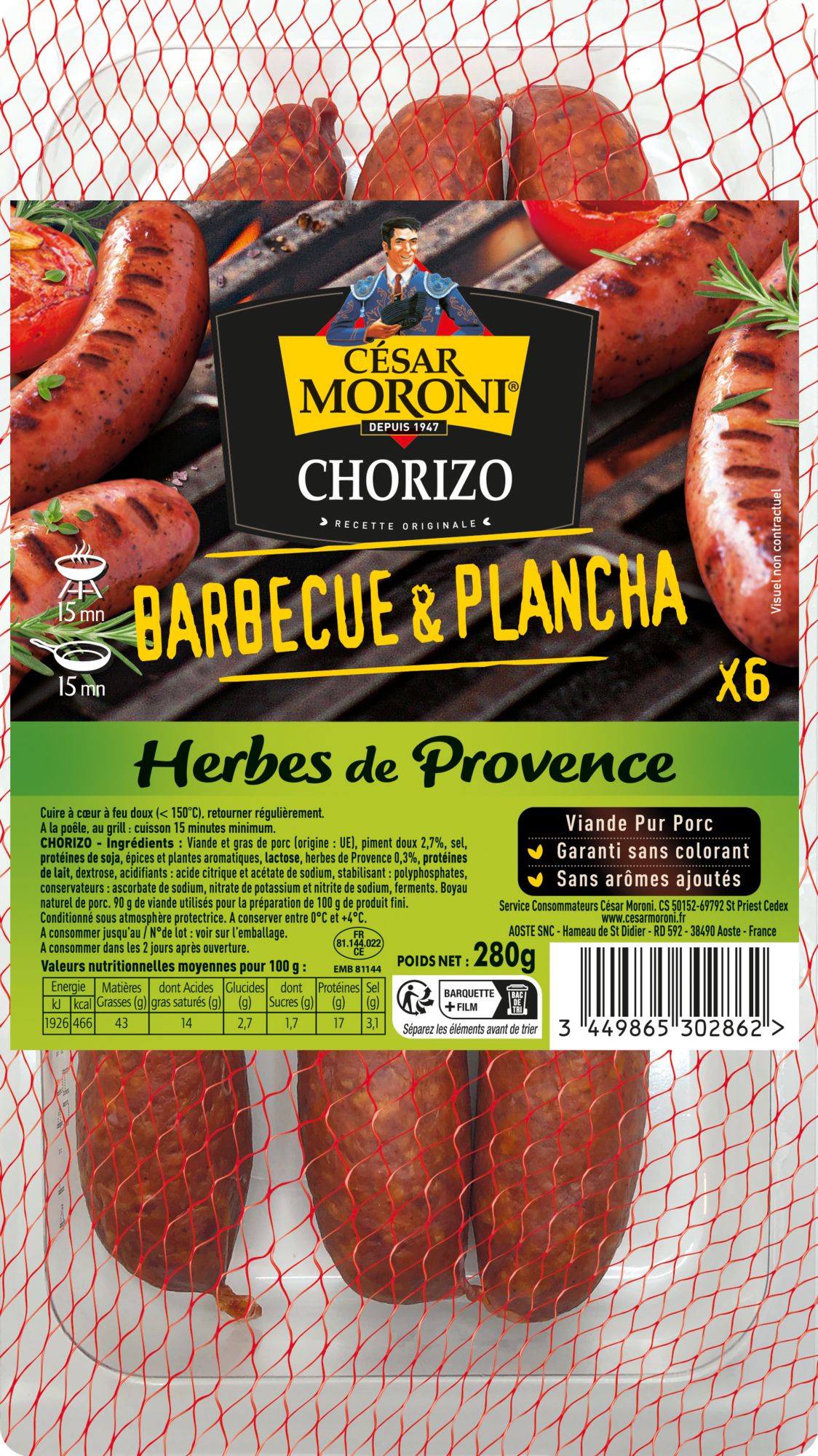 Chorizo barbecue Herbes de Provence x6
