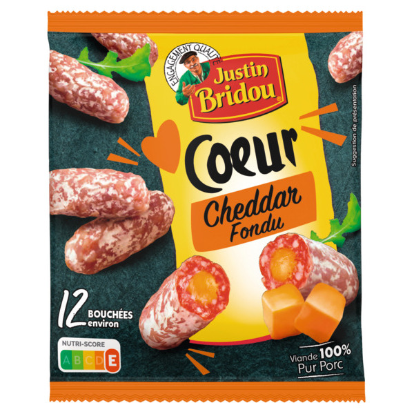 BOUCHÉES DE SAUCISSONS  COEUR CHEDDAR FONDU

