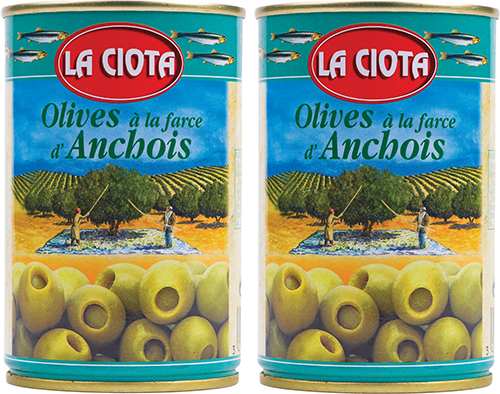 OLIVES À LA FARCE D'ANCHOIS OU DE POIVRONS