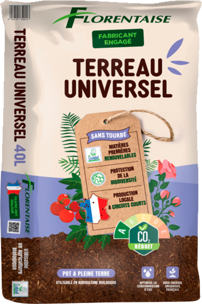 TERREAU UNIVERSEL - SANS TOURBE - 40L 
 3450192422024 FLORENTAISE