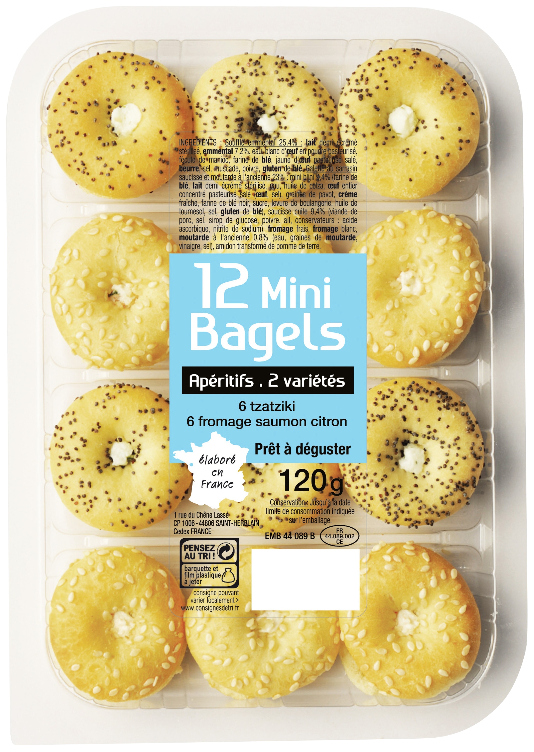  12 mini bagels  code EAN 3450350038043 