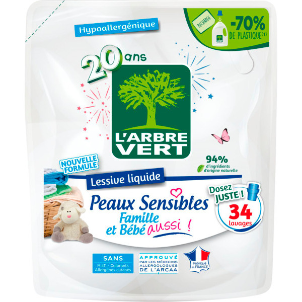  Recharche Lessive Liquide Peaux Sensibles L'arbre Vert code EAN 3450601046452 