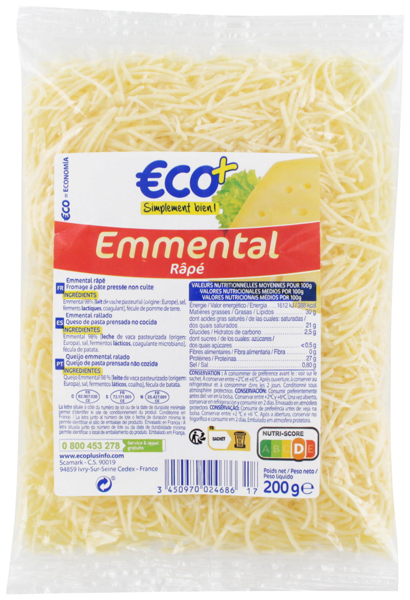 EMMENTAL RÂPÉ 30% MAT. GR. 