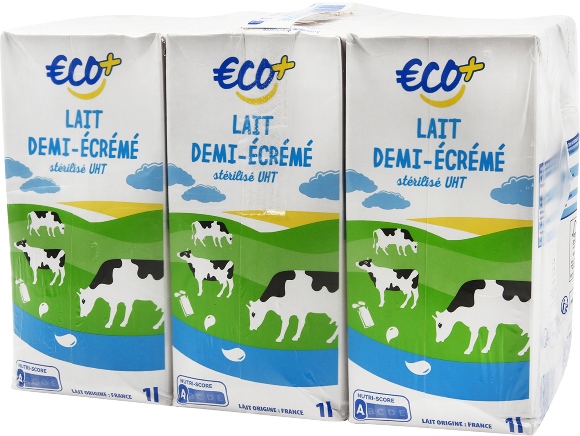 ECO+ LAIT DEMI-ÉCRÉMÉ BRIQUE  code EAN 3450970102131 