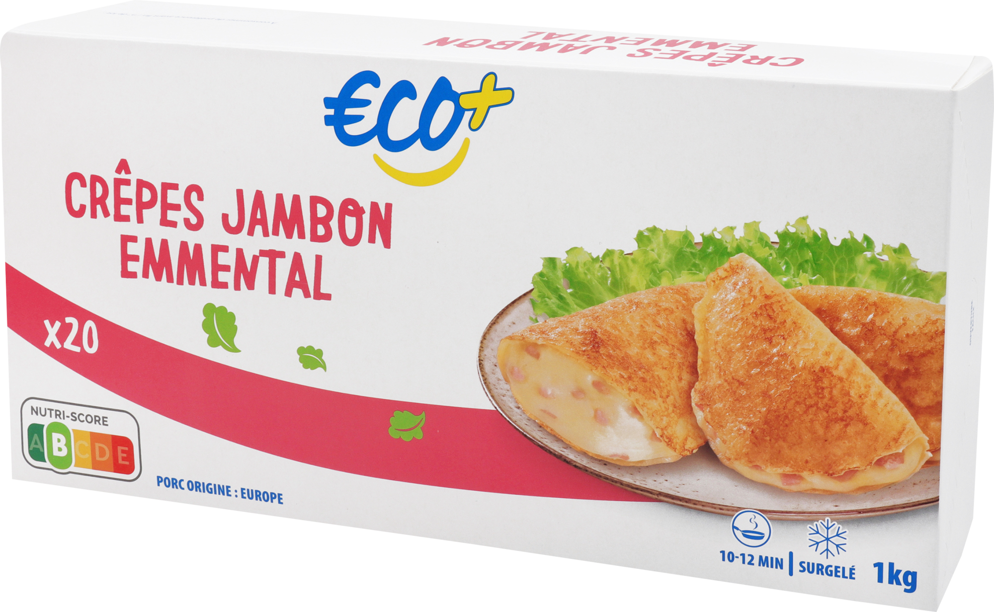 ECO+ 20 CRÊPES JAMBON EMMENTAL SURGELÉES code EAN 3450970174800 