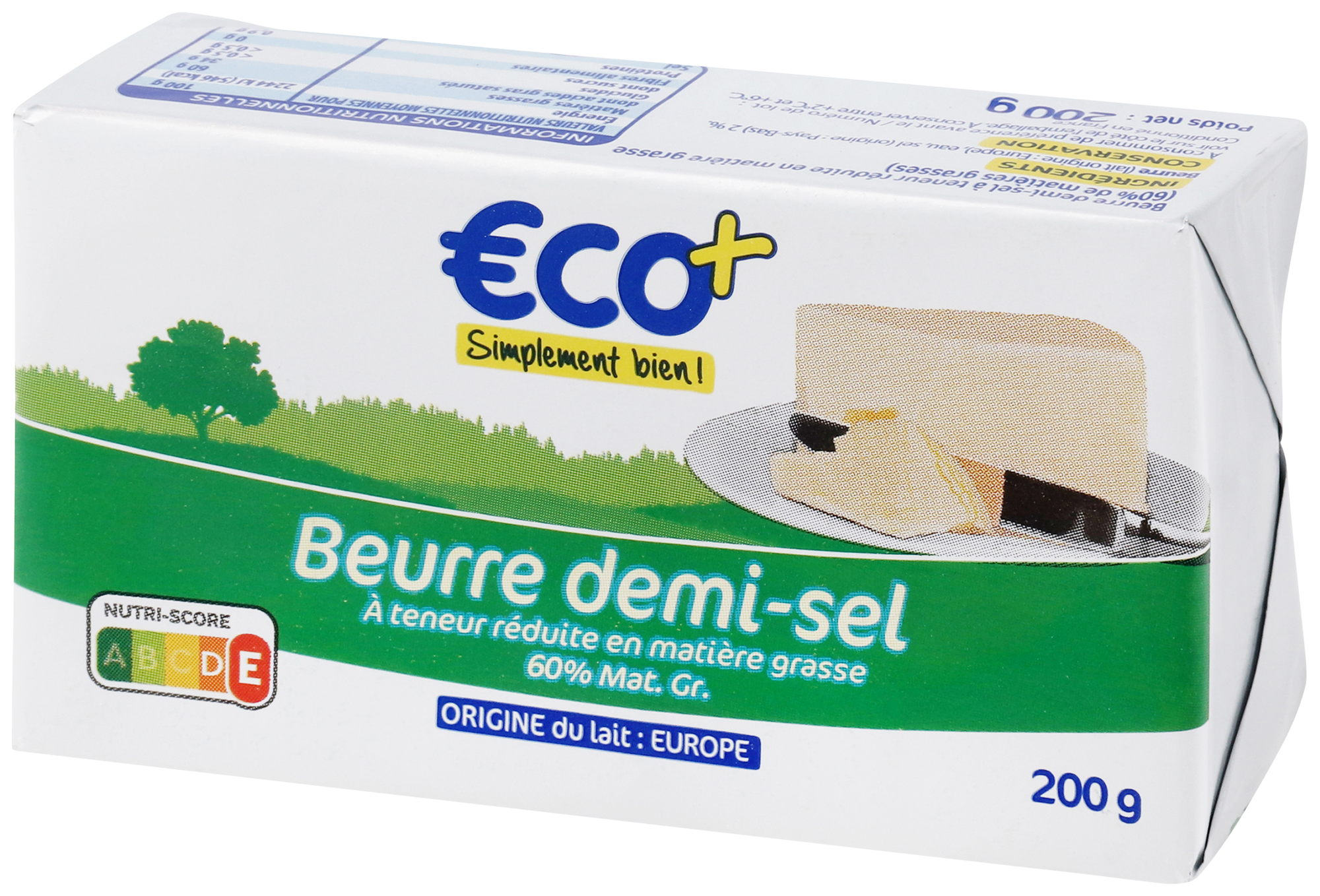 PLAQUETTE DE BEURRE 60% DE MAT. GR.