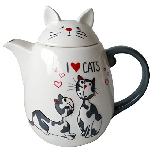 Théière en céramique Couple de chats