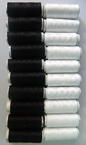 20 bobines de fil 10 noirs + 10 blancs à coudre couture couturière 3453453456806 king bird