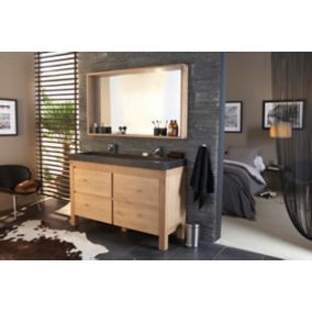  Meuble sous vasque à poser Harmon chêne massif 140 cm + plan vasque en pierre code EAN 3454976422828 