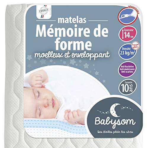 - matelas bébé mémoire de forme - epaisseur 14cm, déhoussable 3454980236992 Babysom
