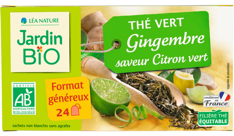 Jardin bio THÉ VERT BIO GINGEMBRE SAVEUR CITRON VERT Jardin bio code EAN 3456300012866 