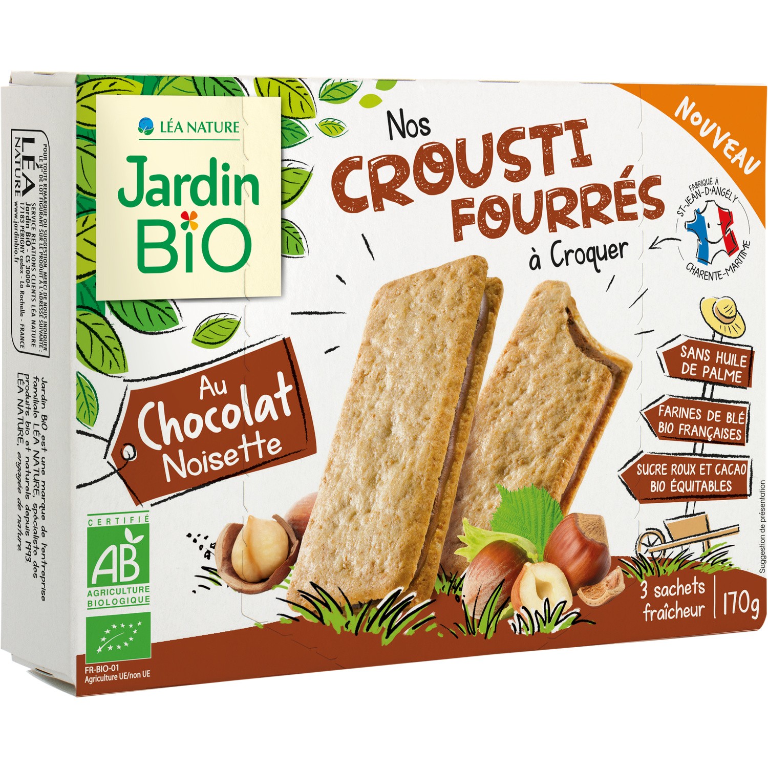 Biscuits crousti fourrés chocolat noisette Bio ...
