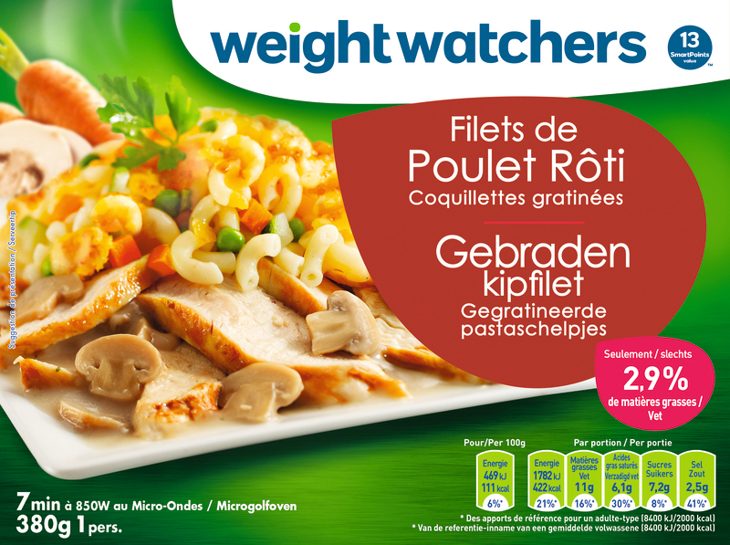 POULET RÔTI COQUILLETTES GRATINÉES SURGELÉ Weig...