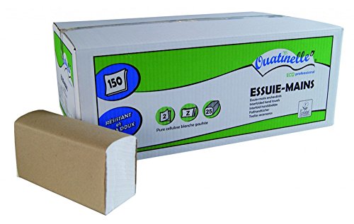 OUATINELLE 25 paquets essuie-mains - 3750 feuilles - 220x230 mm Pliage Z, 2 plis ECOLABEL 3459405304614 Ouatinelle