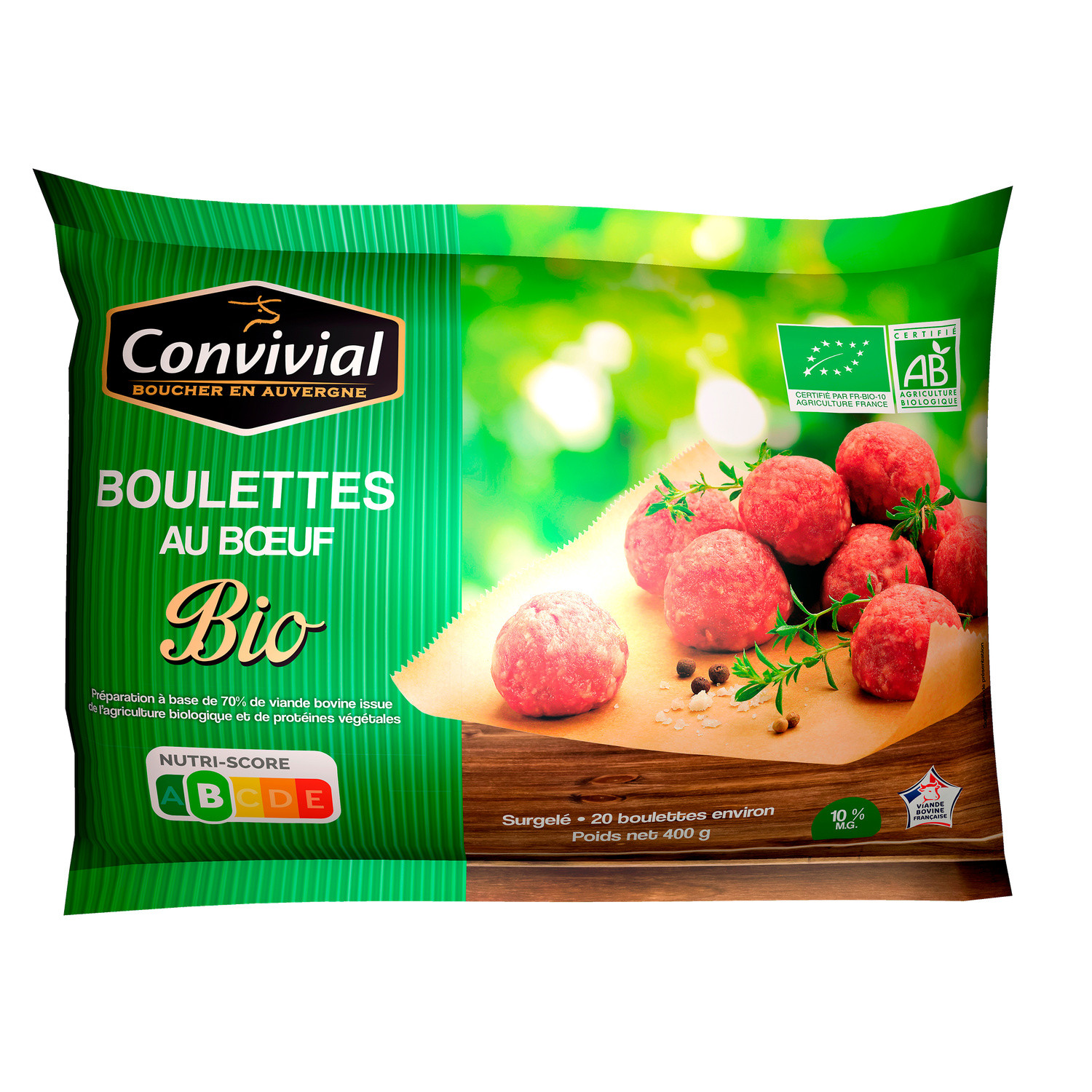 CONVIVIAL Boulette au bœuf bio CONVIVIAL code EAN 3463490003000 
