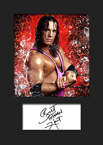 Bret Hart WWE # 3 Signé photo montage A5 Imprimé 3465522154322 BRET HART WWE