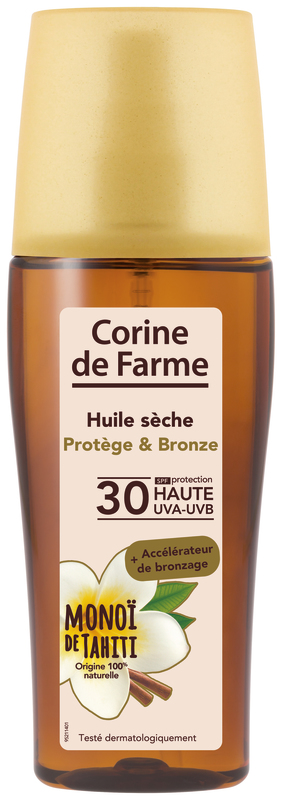 SOIN SOLAIRE PROTÈGE & BRONZE HUILE SÈCHE SPF30 MONOI DE TAHITI Corine de Farme 3468080007062 Corine de Farme SOIN SOLAIRE PROTÈGE & BRONZE HUILE SÈCHE SPF30 MONOI DE TAHITI Corine de Farme 3468080007062 Corine de Farme