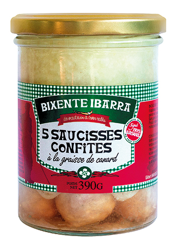 5 SAUCISSES CONFITES À LA GRAISSE DE CANARD