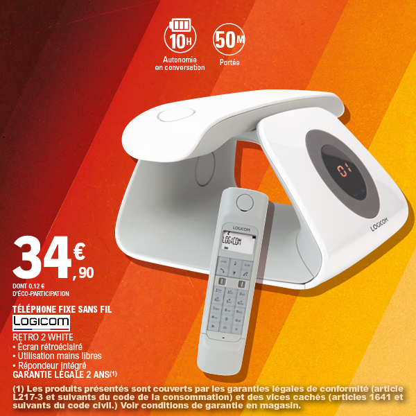 "LOGICOM" TÉLÉPHONE FIXE SANS FIL code EAN 3483071500810 