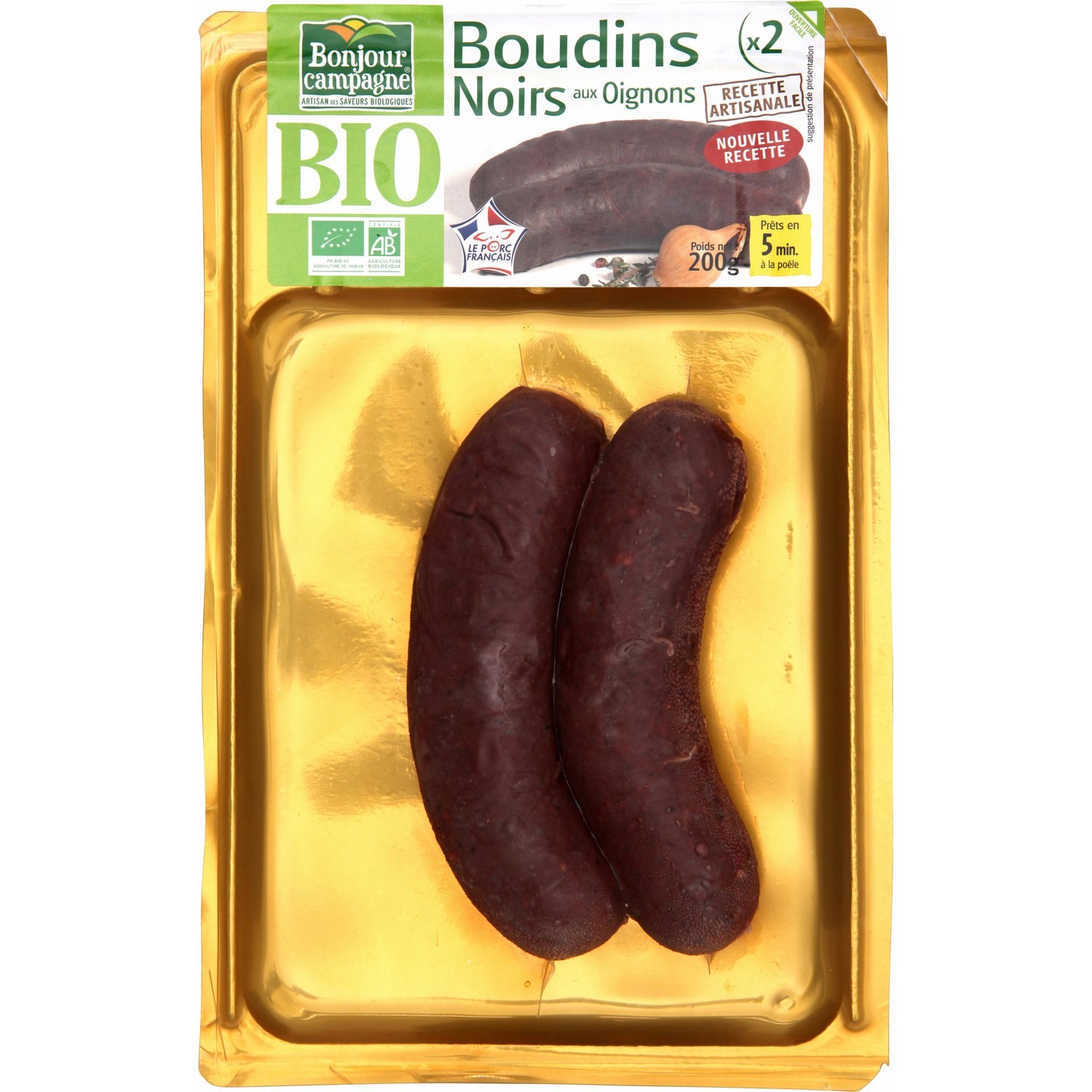 BONJOUR CAMPAGNE Boudins bio noirs aux oignons BONJOUR CAMPAGNE code EAN 3483190000291 