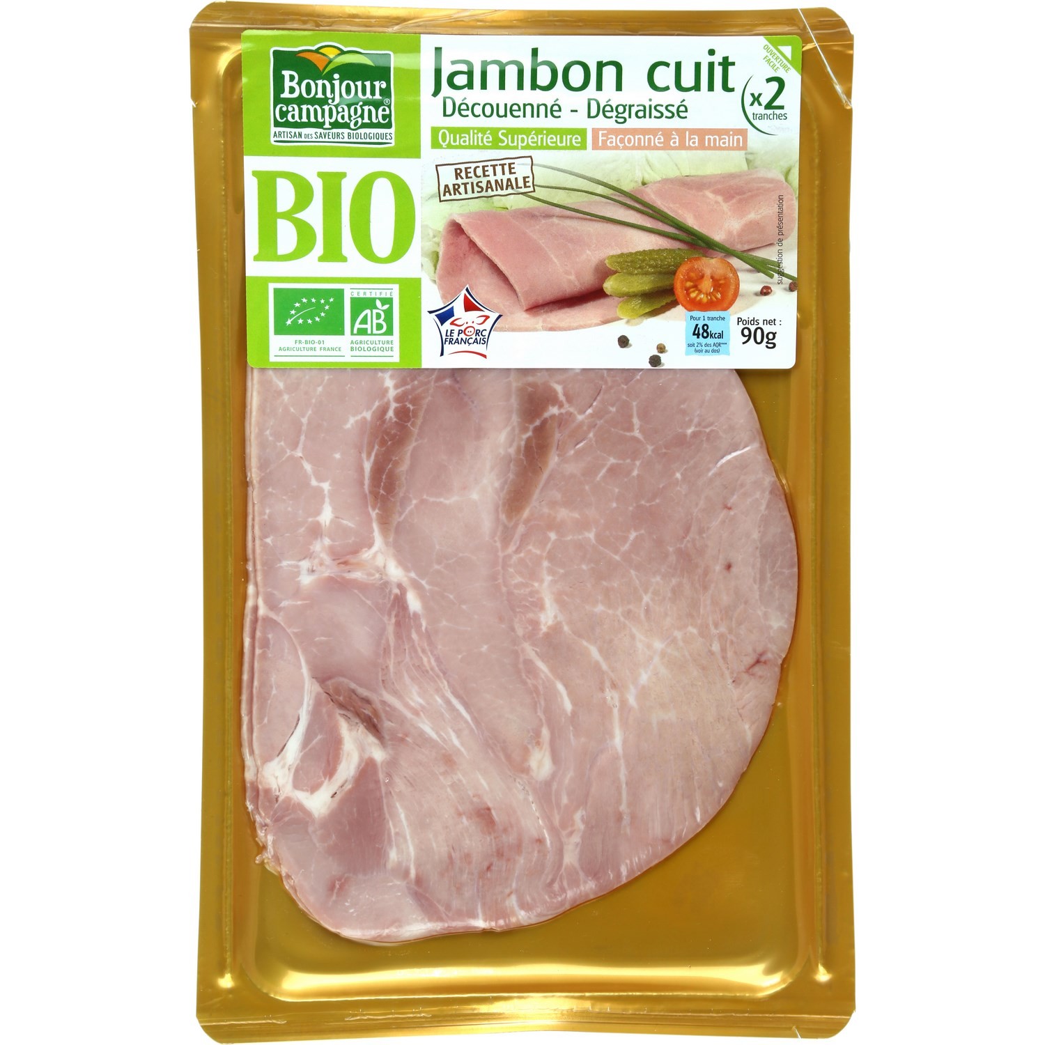 Jambon découenné/dégraissé bio BONJOUR CAMPAGNE