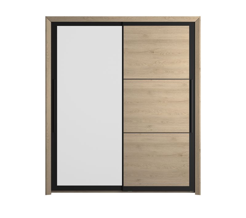  Armoire 2 portes coulissantes L.191 cm BRUGGES imitation châtaignier naturel code EAN 3483601129122 