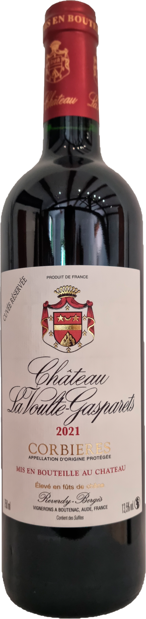 CHÂTEAU LA VOULTE GASPARETS - CUVÉE RÉSERVÉE 2021 AOP CORBIÈRES
ROUGE code EAN 3489720112120 
