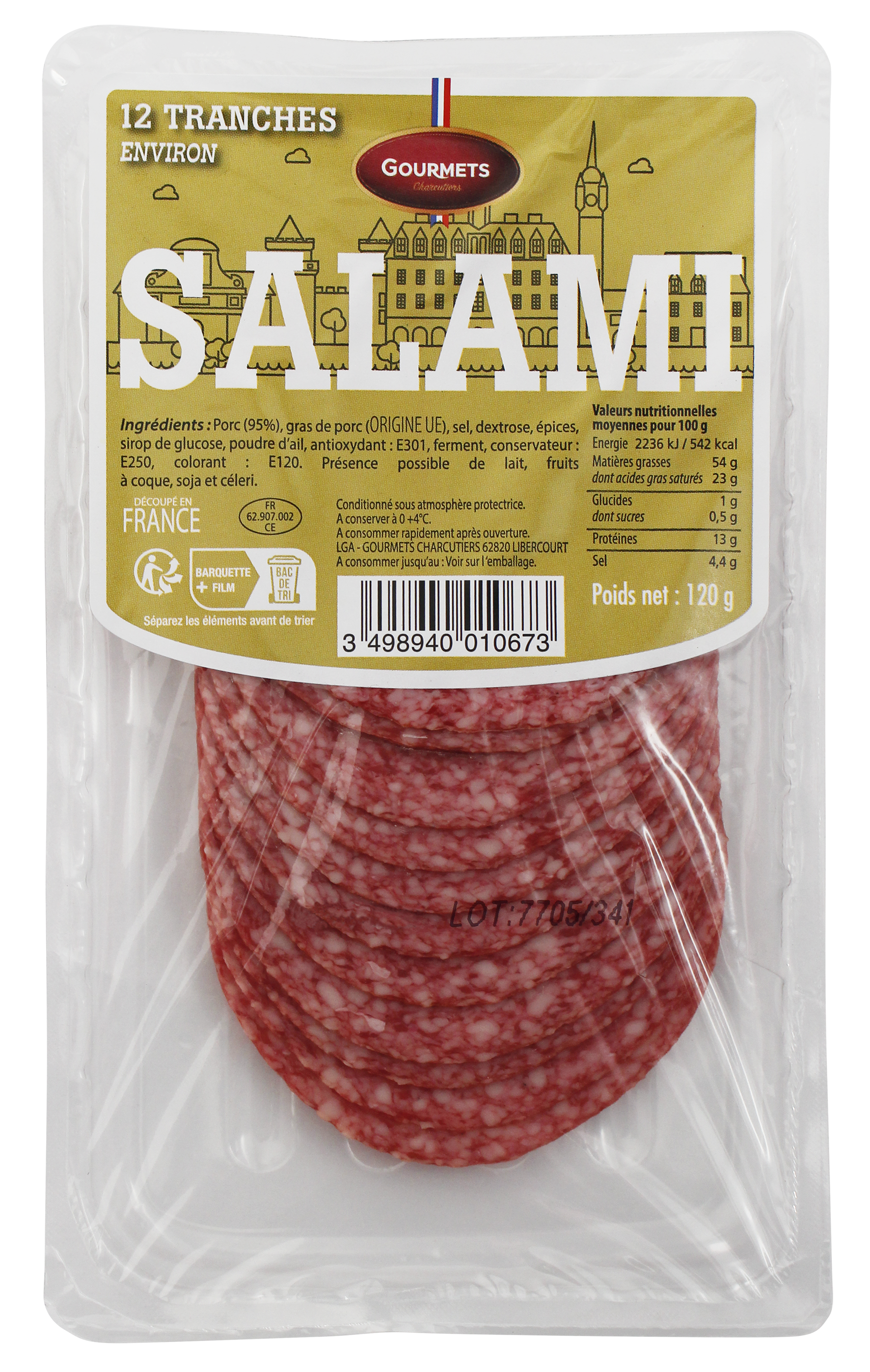 “GOURMETS CHARCUTIERS” SALAMI code EAN 3498940010673 