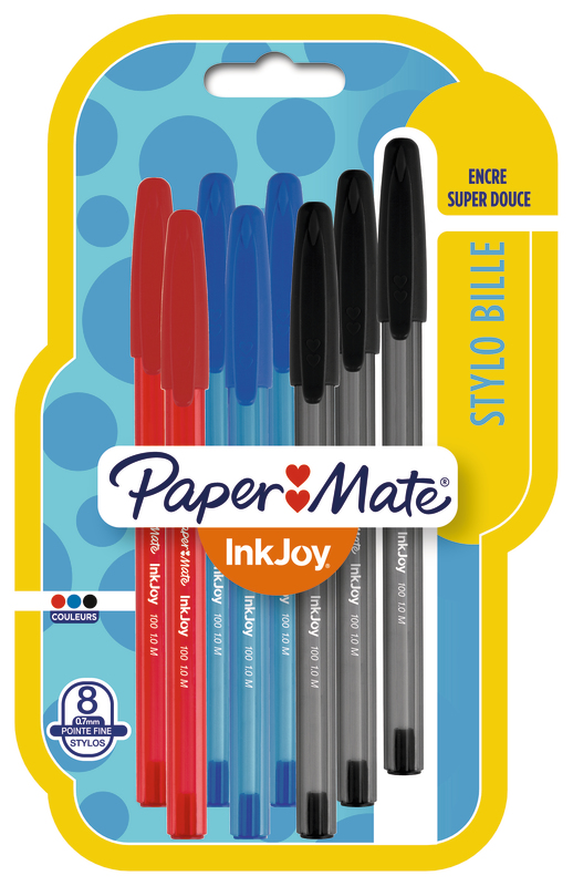 8 STYLOS BILLE INKJOY 100 PAPERMATE