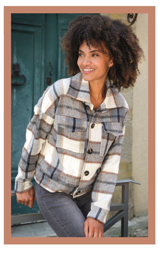 VESTE COURTE À CARREAUX  3502297094856 