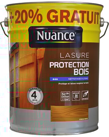 NUANCE Lasure Protection bois - Chêne doré - 5L...