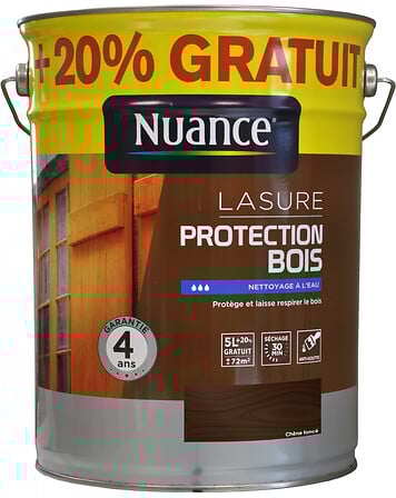 NUANCE Lasure Protection bois - Chêne foncé - 5...