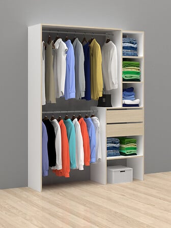 Aménagement de placard Lara blanc en chêne reco...