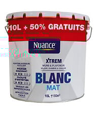 NUANCE Peinture bicouche - Blanc - Mat - 10L+50% code EAN 3505391098331 