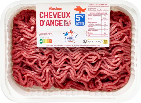  Viande Hachée Pur Bœuf Auchan code EAN 3505625000895 