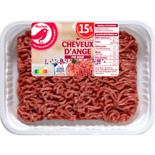  Viande Hachée Pur Bœuf Auchan code EAN 3505625000932 