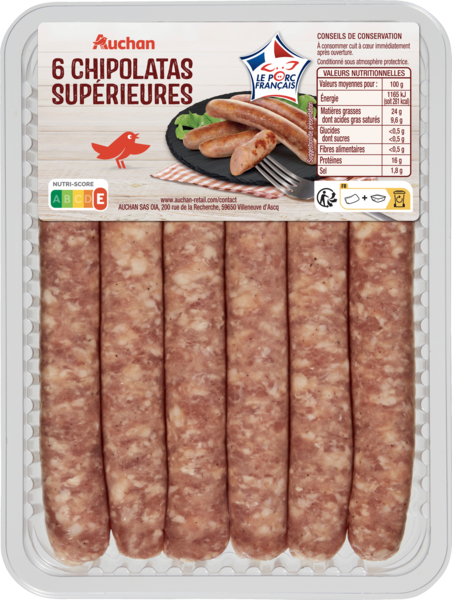 6 Chipolatas Supérieures Auchan