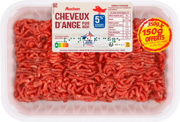  Viande Hachée Pur Bœuf Auchan code EAN 3505625009874 