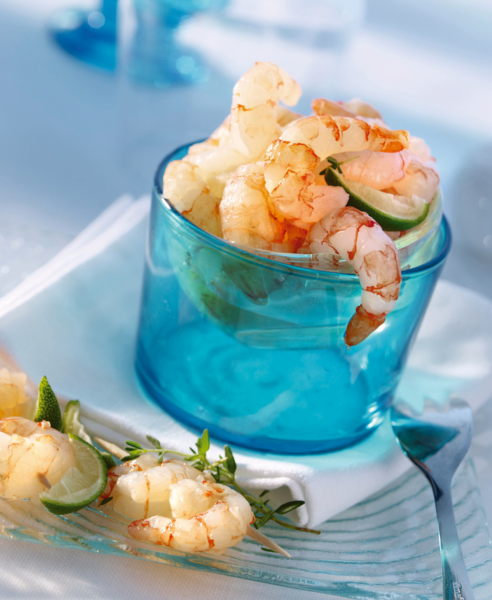 Queues De Crevettes Non Décortiquées Crues Déco...