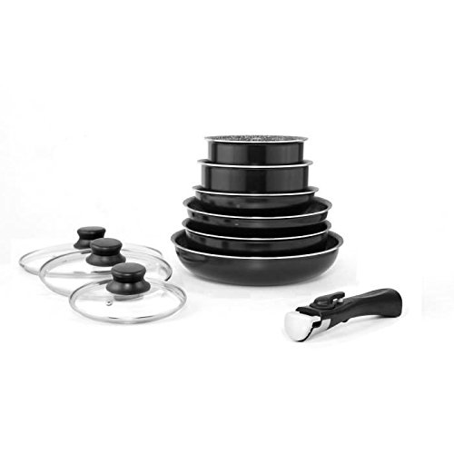 Batterie de cuisine Noir 10 pièces amovibles Ar...