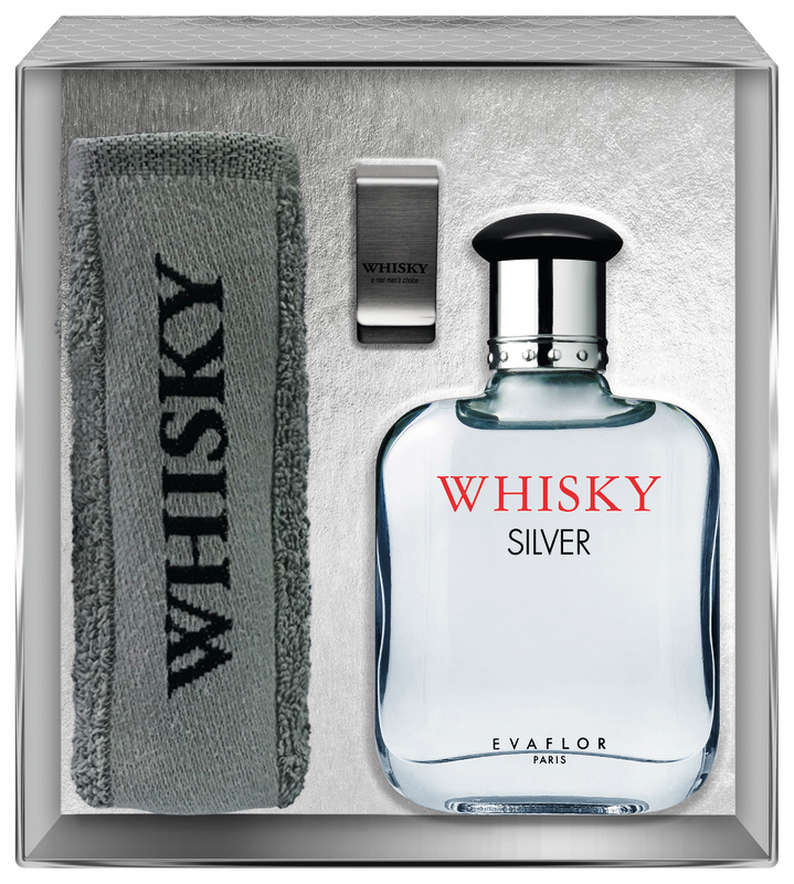WHISKY FOR MEN COFFRET SILVER EAU DE TOILETTE+ PORTE MONNAIE+ SERVIETTE ÉPONGE WHISKY FOR MEN code EAN 3509169930090 