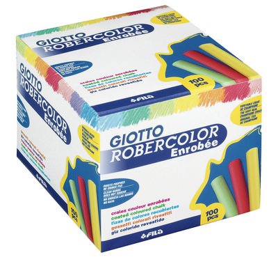 Omyacolor Giotto - Boite de 100 craies enrobées Couleurs assorties, testées dermatologiquement, école code EAN 3512440053944 