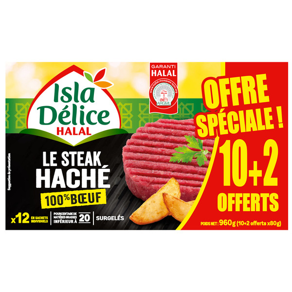 Steaks hachés pur boeuf halal surgelés