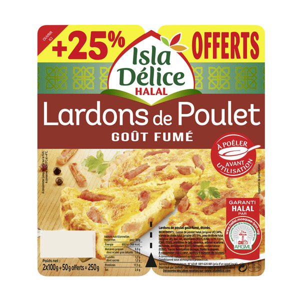 Lardons de Poulet Halal
Goût fumé 
