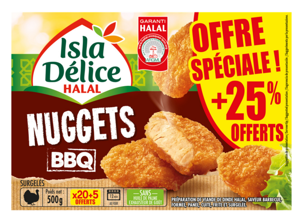 ISLA DÉLICE Nuggets de volaille Halal surgelés "Offre spéciale" code EAN 3512690005830 