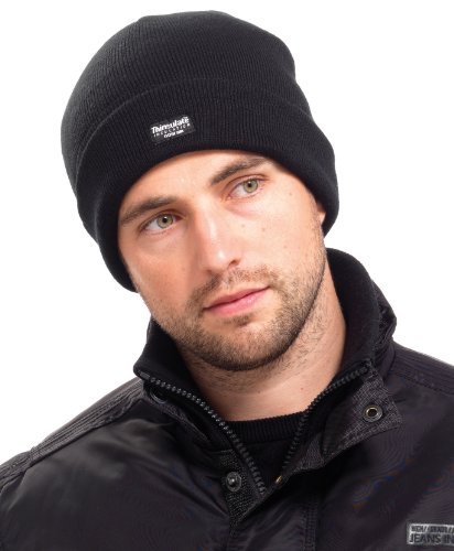 Mens Thinsulate Thermal Winter Hat Black