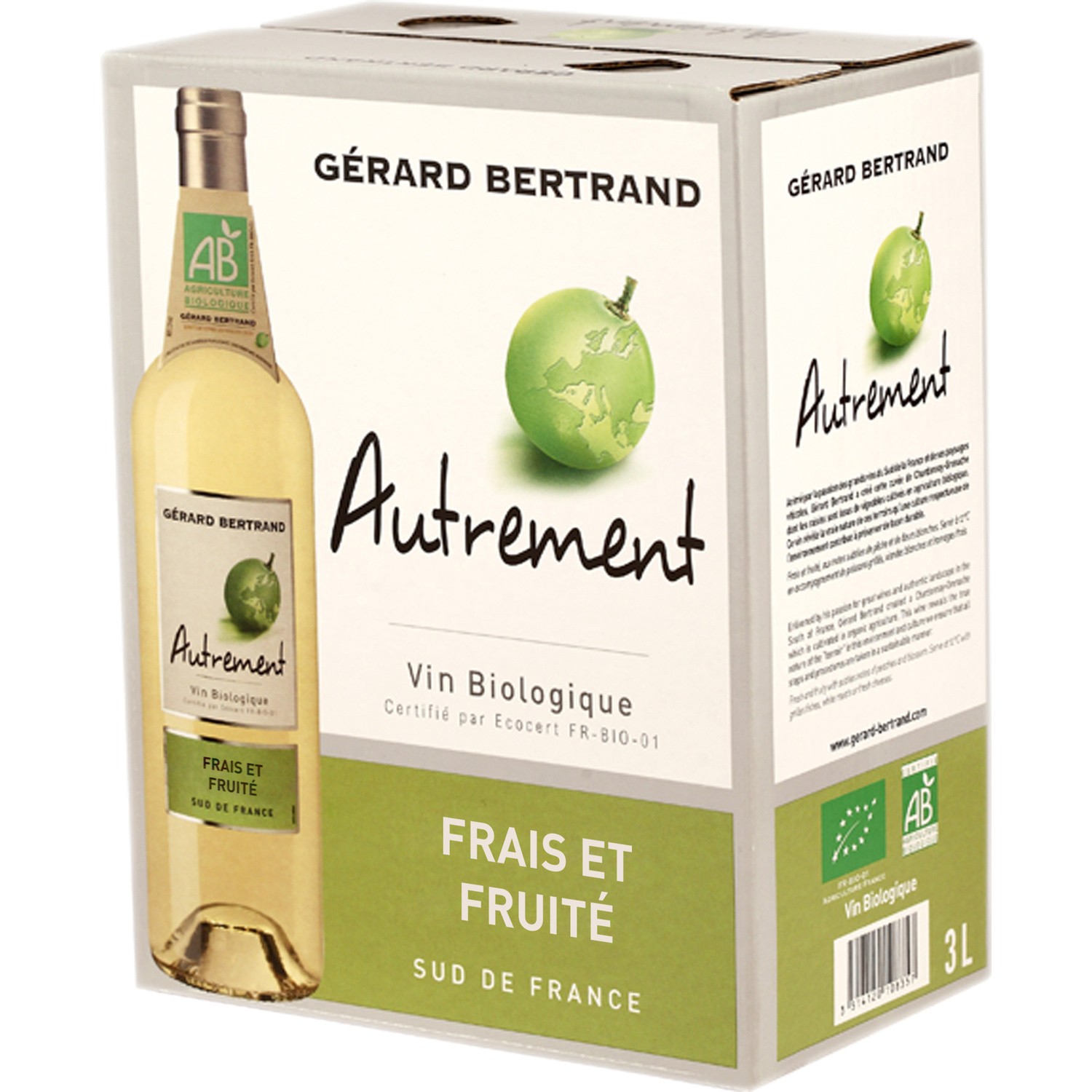 REFS.SANS MARQUE Vin Blanc Languedoc Roussillon  Pays d'Oc Bio AUTREMENT code EAN 3514120108357 