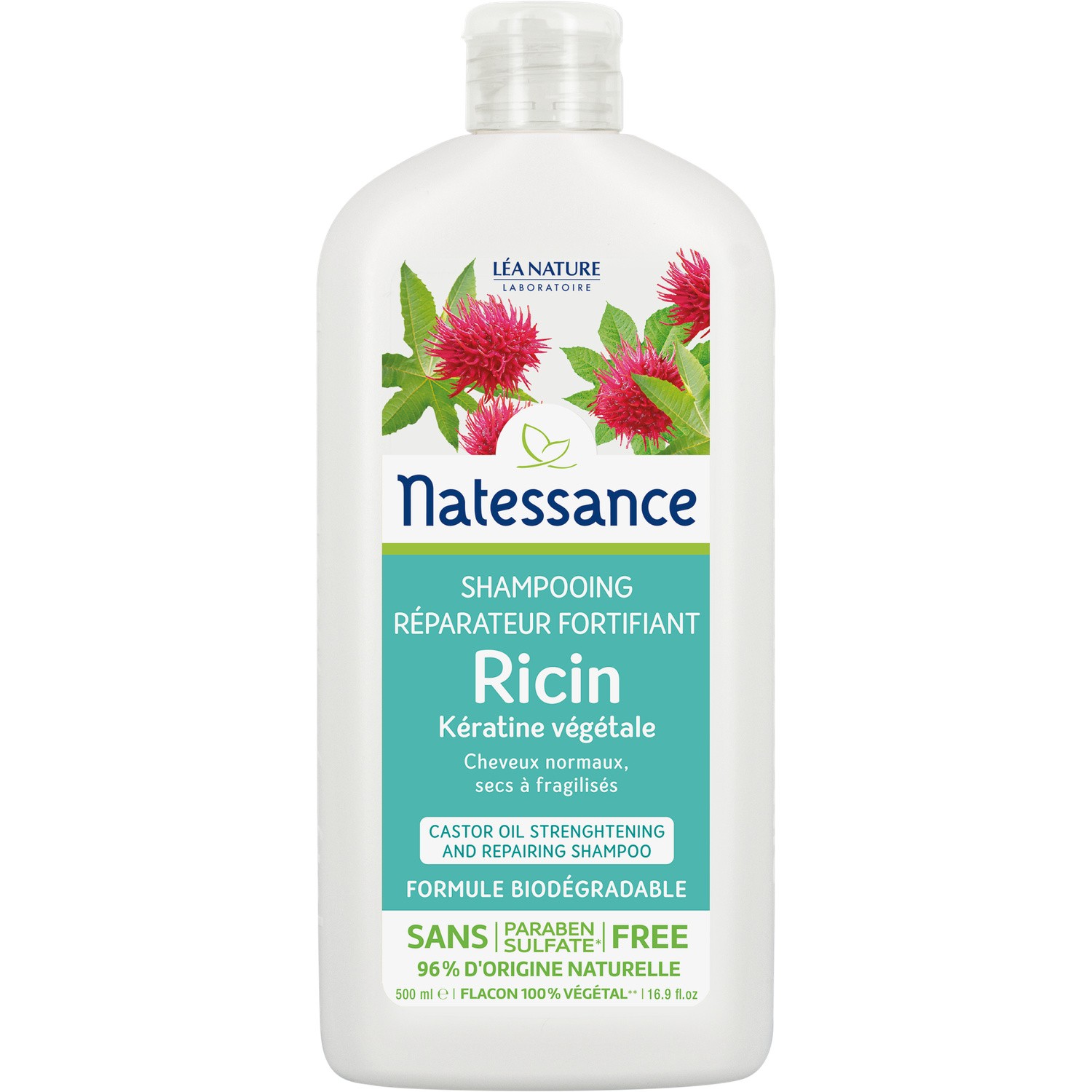 Shampooing huile de ricin et kératine NATESSANCE