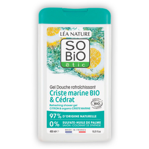 SOBIO ETIC GEL DOUCHE BIO RAFRAICHISSANT CRISTE MARINE ET CÉDRAT
 code EAN 3517360026443 
